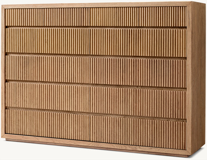 Reclaimed Oak Reeded 12-Drawer Dresser