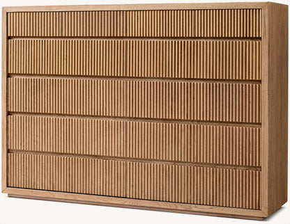 Reclaimed Oak Reeded 12-Drawer Dresser