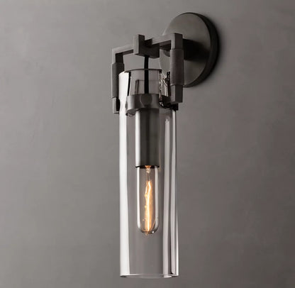 Machinist Glass Cylinder Sconce 12"