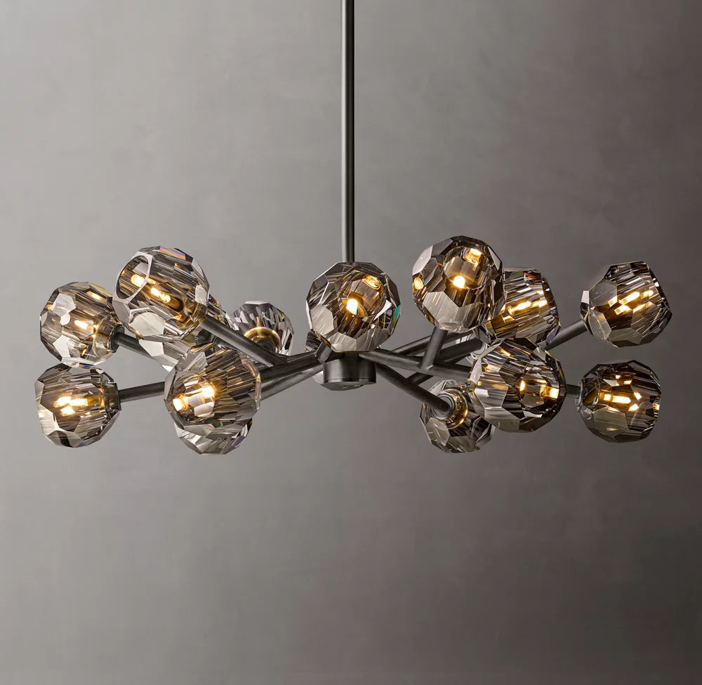 Boule De Cristal Smoke Glass Round Chandelier 36"