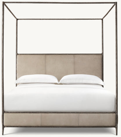Thaddeus Leather Canopy Bed