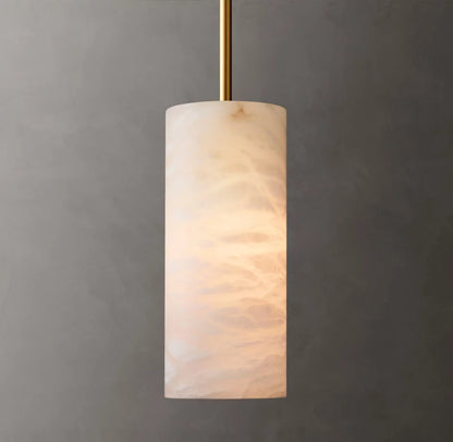 Hand-Carved Alabaster Cylinder Pendant