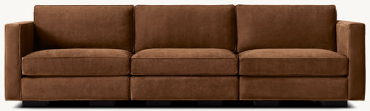 Maddox Modular Leather Slim-Arm 3-Piece Sofa