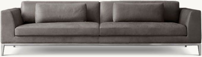 Italia Leather Taper Arm Sofa - Metal Base
