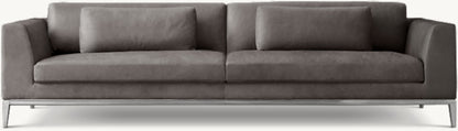 Italia Leather Taper Arm Sofa - Metal Base