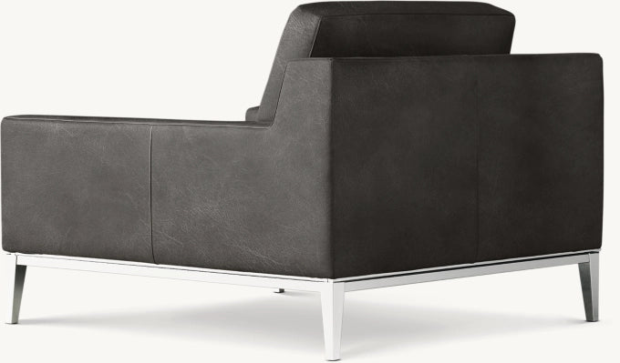 Italia Track Arm Leather Chair - Metal Base