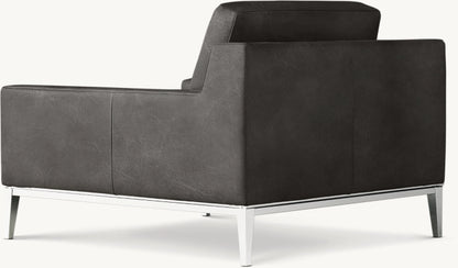 Italia Track Arm Leather Chair - Metal Base