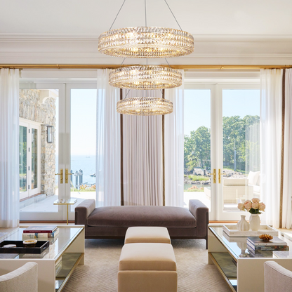 Dina Halo Crystal Multi-Tier Ring Chandelier