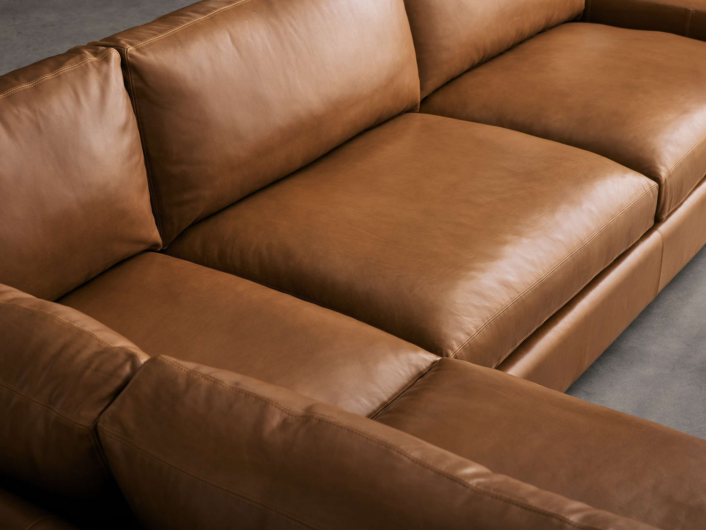 Remington Leather Two-Piece Sectional in Saratoga Chocolate