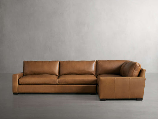 Remington Leather Two-Piece Sectional in Saratoga Chocolate