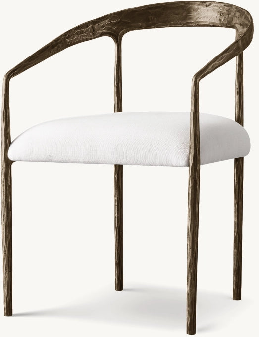 Thaddeus Curved Fabric Dining Armchair