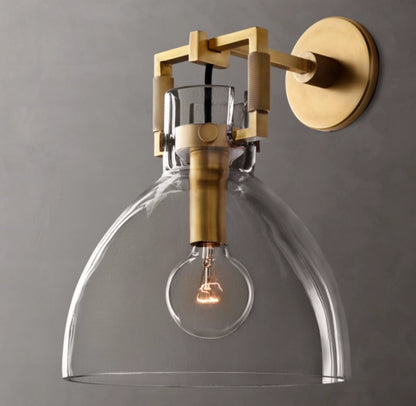 Machinist Glass Cloche Sconce 10"