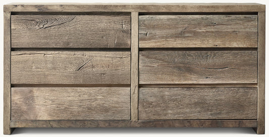 Reclaimed Rustic Oak 6-Drawer Dresser