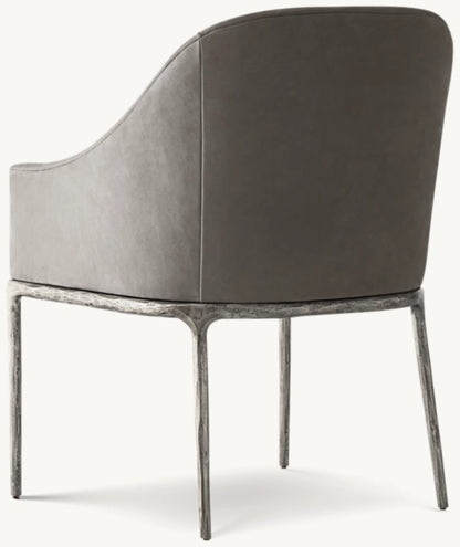 THADDEUS BARRELBACK SLOPE LEATHER DINING ARMCHAIR