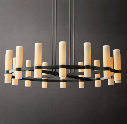 Ravelle Round Milk Glass Chandelier 48"