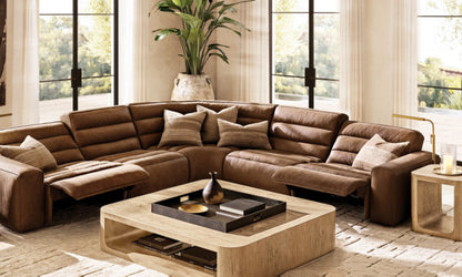 Chelsea Recliner Modular Leather 5-piece Corner Sectional