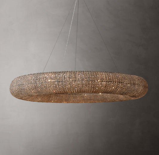 Crystal Halo Smoke Round LED Chandelier 59"