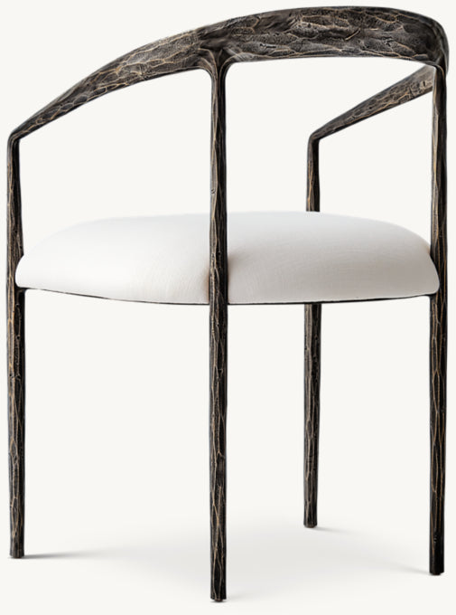 Thaddeus Curved Fabric Dining Armchair