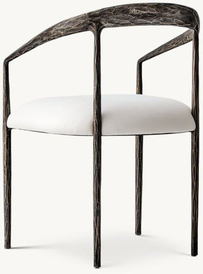 Thaddeus Curved Fabric Dining Armchair