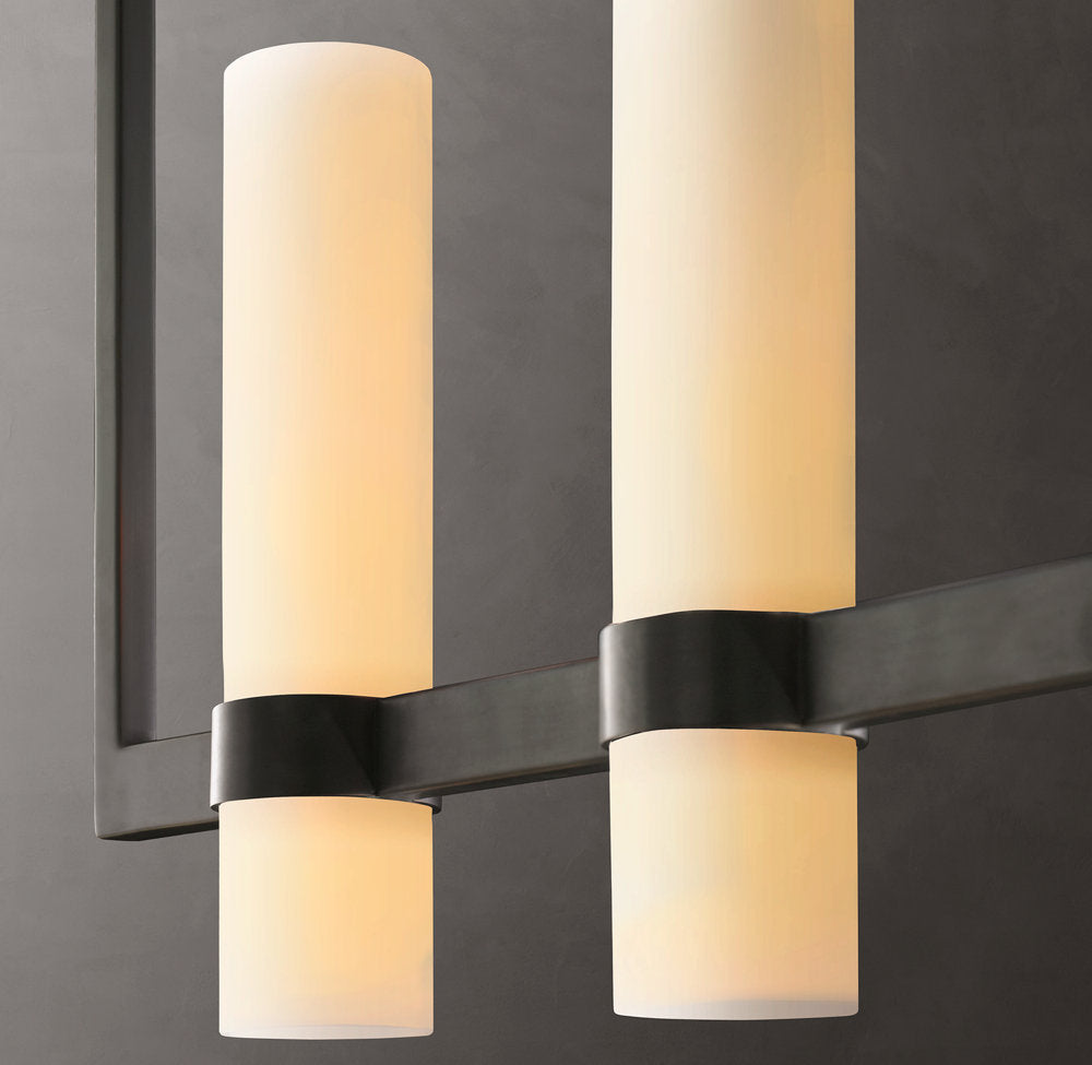 Ravelle Linear Milk Glass Chandelier 71"