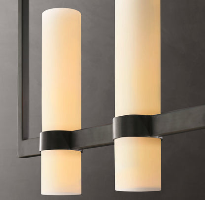 Ravelle Linear Milk Glass Chandelier 71"