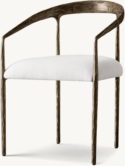 Thaddeus Curved Fabric Dining Armchair