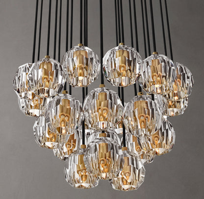 Boule De Cristal Clear Glass Round Cluster Chandelier 24"