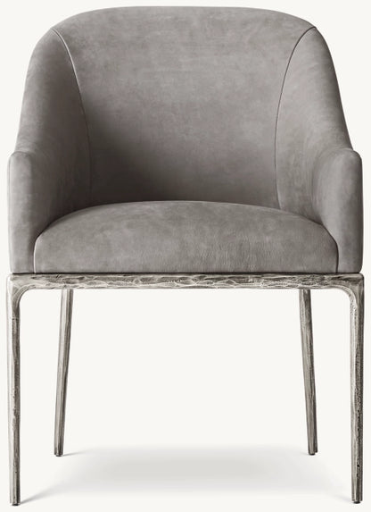 THADDEUS BARRELBACK SLOPE LEATHER DINING ARMCHAIR