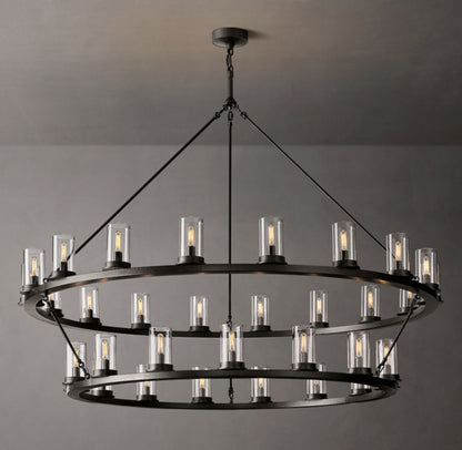Ondra Round Two-Tier Clear Glass Chandelier 60"