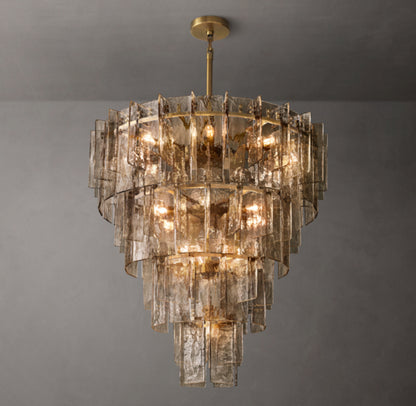 Lattice Smoke Glass Tiered Chandelier 47"