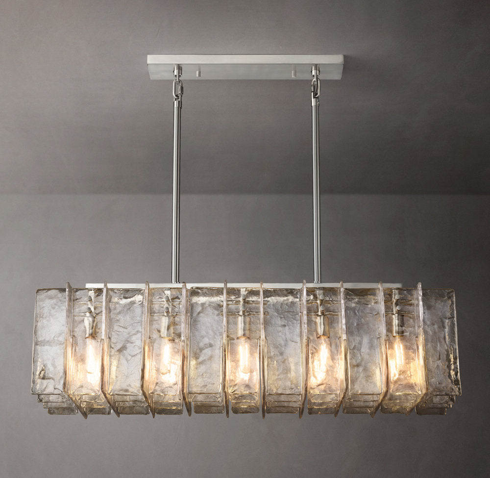 Lattice Clear Glass Rectangular Chandelier 49"