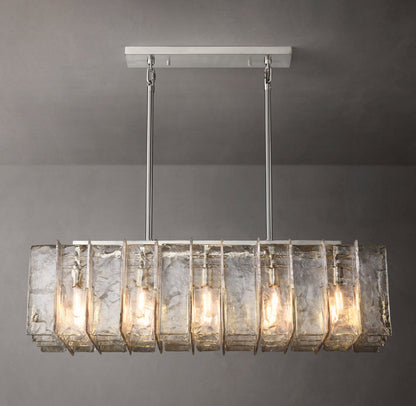 Lattice Clear Glass Rectangular Chandelier 49"
