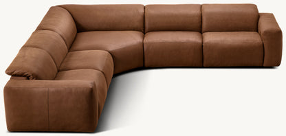 Blake Recliner Modular Leather 5-Piece Corner Sectional