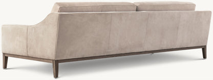 Italia Leather Slope Arm Sofa - Oak Base