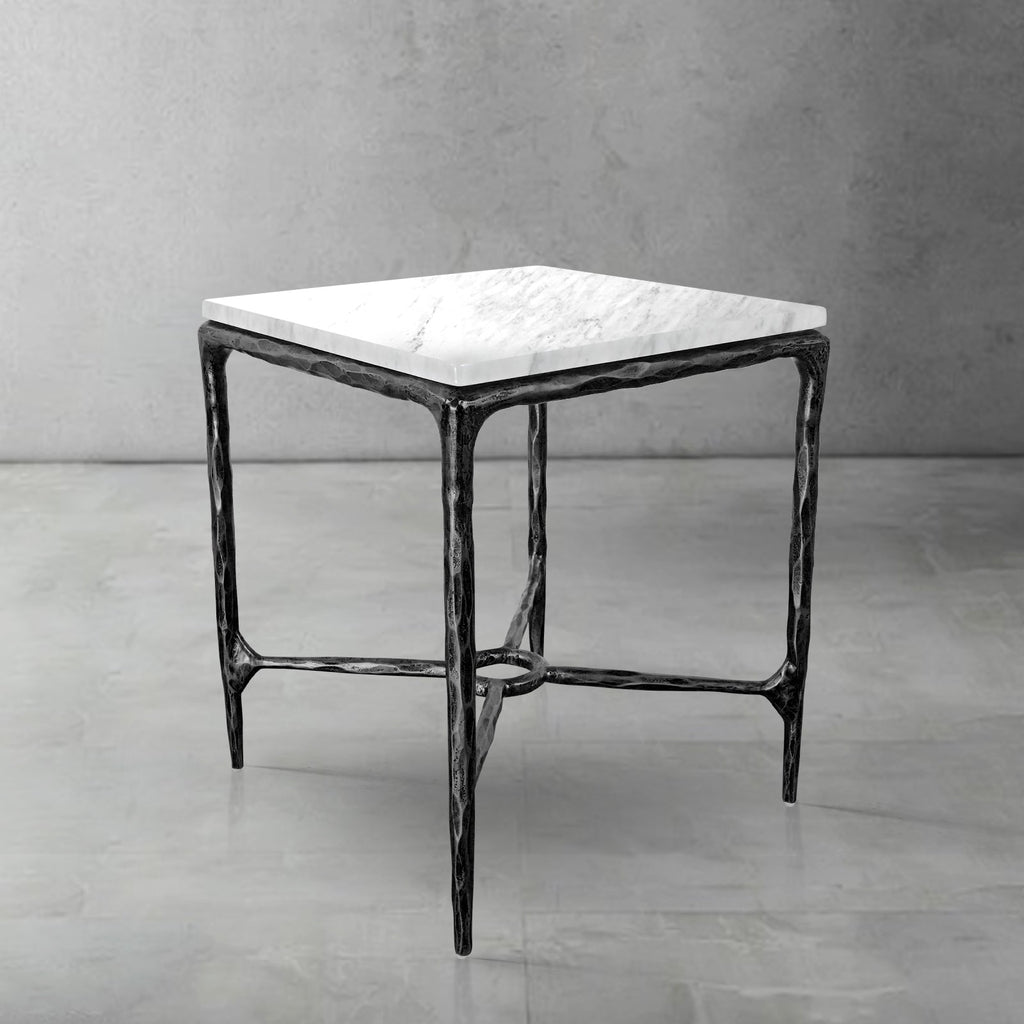 Thaddeus Mabrble Square Side Table 18" 22"