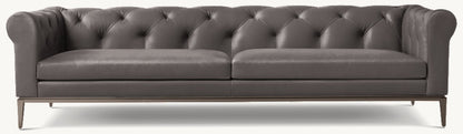 Italia Leather Chesterfield Sofa - Metal Base