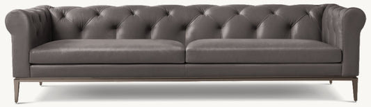 Italia Leather Chesterfield Sofa - Metal Base