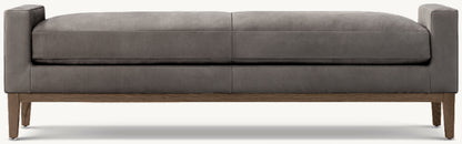 Italia Leather Bench - Oak Base
