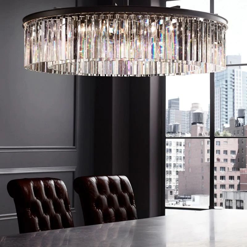 1920s Tedem Round  Dining Room Chandelier 32"D/43"D