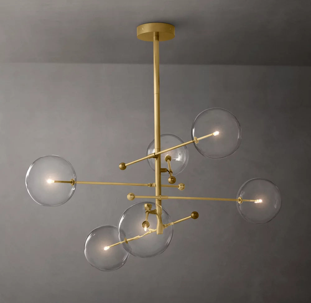 Glass Globe Mobile Six-Arm Chandelier 55"