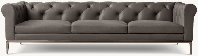 Italia Leather Chesterfield 3-Cushion Sofa - Metal Base