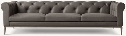 Italia Leather Chesterfield 3-Cushion Sofa - Metal Base