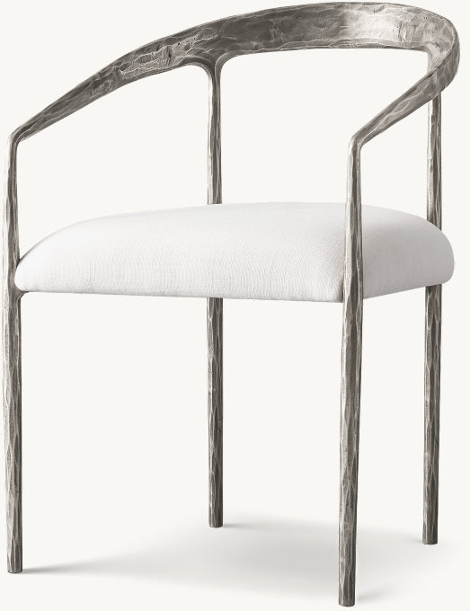 Thaddeus Curved Fabric Dining Armchair