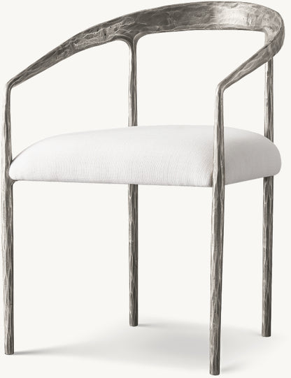 Thaddeus Curved Fabric Dining Armchair