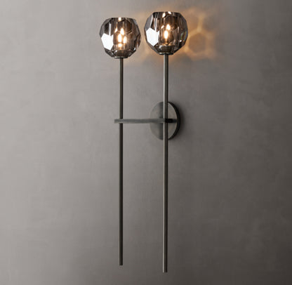 Boule De Cristal Smoke Glass Grand Double Sconce