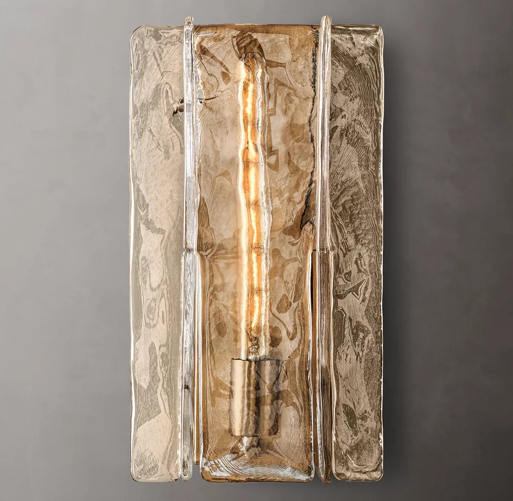 Lattice Smoke Glass Sconce 15"