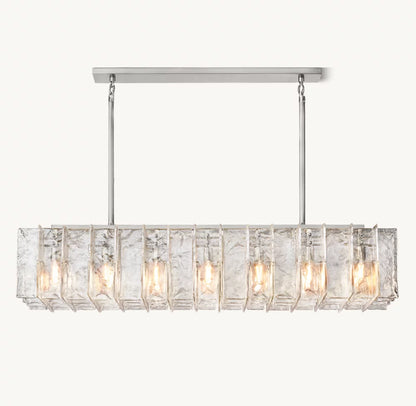 Lattice Clear Glass Rectangular Chandelier 67"