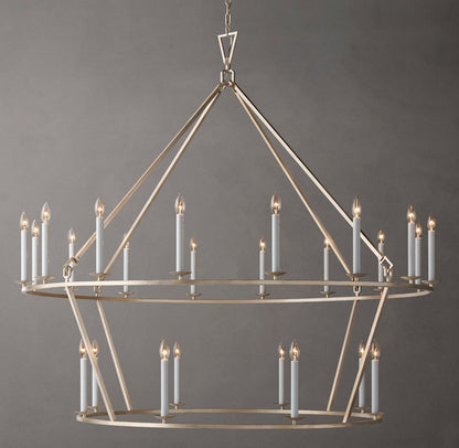 19TH C. ENGLISH OPENWORK TWO-TIER ROUND CHANDELIER 62"