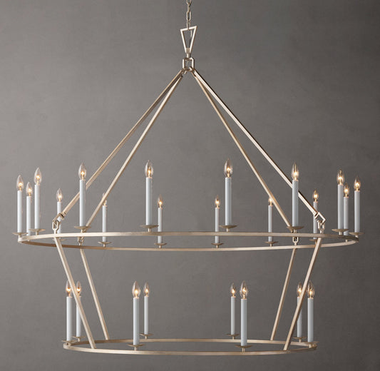 19TH C. ENGLISH OPENWORK TWO-TIER ROUND CHANDELIER 62"