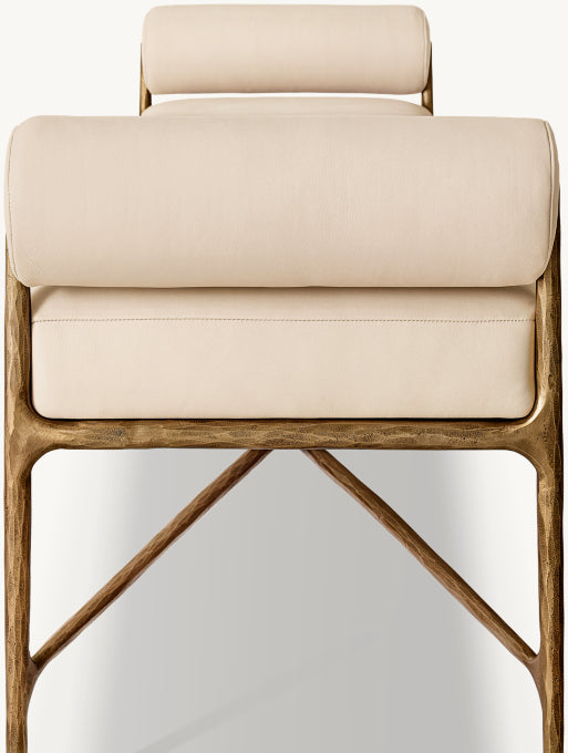 Thaddeus Leather Double Bolster End-of-Bed Bench